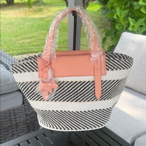 Radley, London North Street multicolored straw/cloth woven satchel